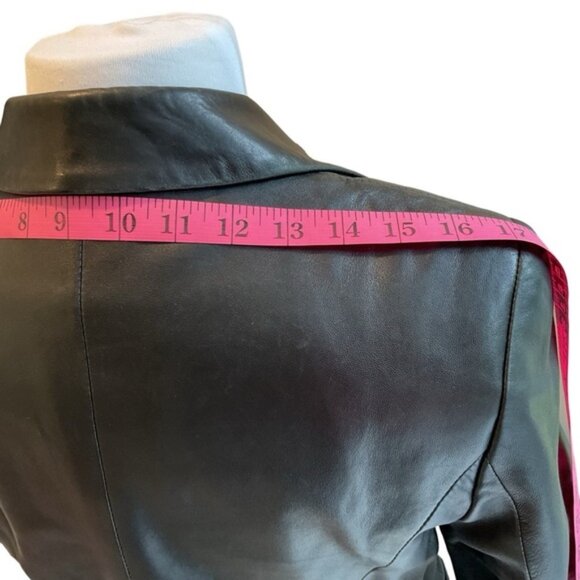 Danier genuine leather black blazer fitted jacket distressed lightweight Small - Picture 13 of 13